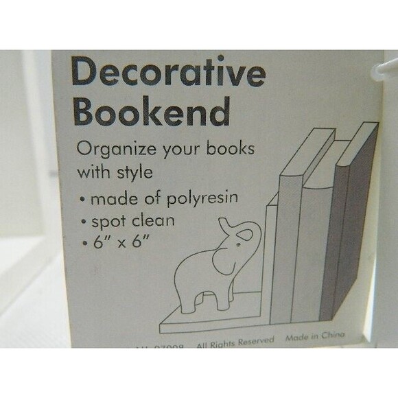 Silver Tone Bull Dog Book Ends White Wood 5.5"H X 3.5"W X 5"D NWT w/paint chips - Picture 9 of 9